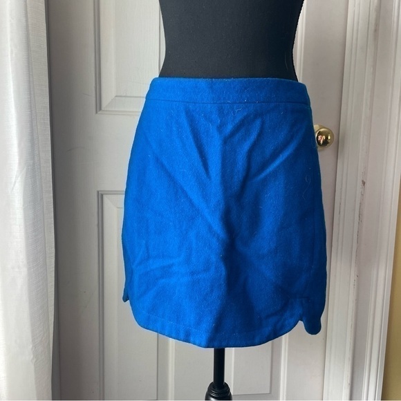 j crew shirttail mini skirt wool size 0 cobalt blue - Picture 4 of 8